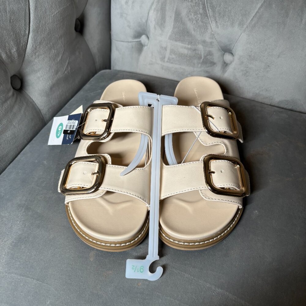 NWT Universal Thread Cream Double Buckle Slide Sa… - image 3